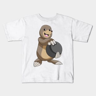 Mole at Bowling with Bowling ball Kids T-Shirt